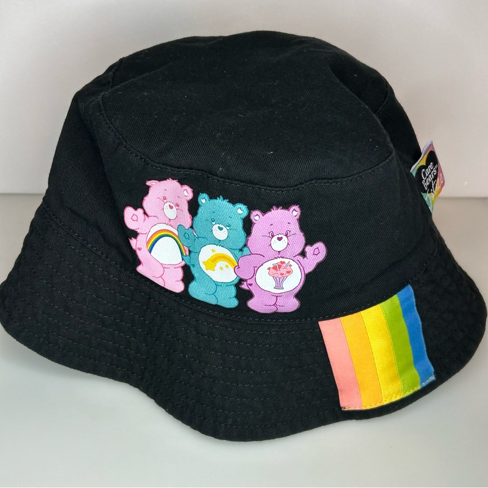 Care Bears Black Bucket Hat with Rainbow Accents